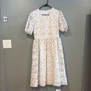 Rachel Parcell White Puff Sleeve A-Line Dress